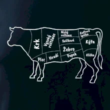 Kráva nákres s názvy