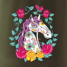 Kůň barevný s květinami