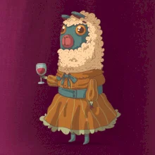 Alpaka s vínem žena