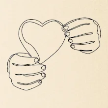 Ruka držící srdce  jedním tahem