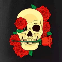 Lebka držící růži