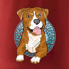 Americký staford kreslený v kolečku (Pecka design)