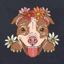 Americký stafordširský teriér hlava s květinami