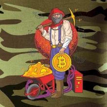 Horník těží bitcoiny