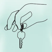 Klíče a ruka jedním tahem