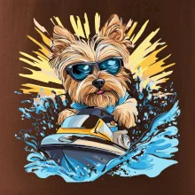 Yorkšírský teriér na vodním skútru