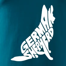 Německý ovčák sedící napis