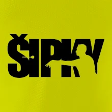 Šipky - nápis se šipkařem