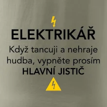 Elektrikář - hlavní jistič - Nápis na zádech