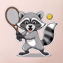 Mýval hraje tenis kreslený