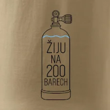 Žiju na 200 barech potápěčská lahev s modrou vlnovkou
