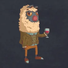 Alpaka s vínem muž