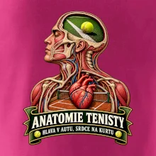 Anatomie tenisty hlava v autu srdce na kurtu