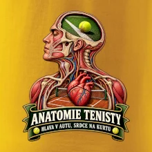 Anatomie tenisty hlava v autu srdce na kurtu