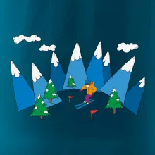 Lyžař a barevné hory