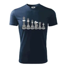 Šachové figurky v řadě - kreslené