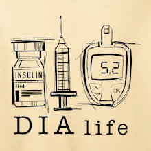 D I A life - kreslený insulin injekce a glukometr
