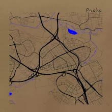 Praha - 14100 mapa s vodními toky