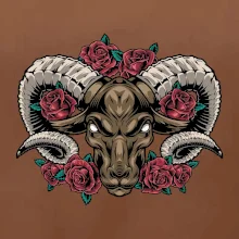 Hlava berana s růžemi