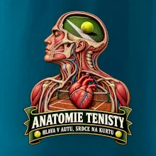 Anatomie tenisty hlava v autu srdce na kurtu