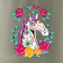 Kůň barevný s květinami