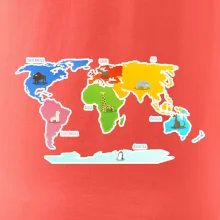 Světové kontinenty s názvy a zvířátky