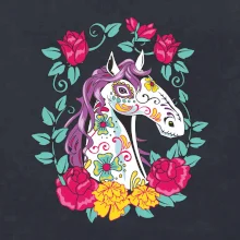 Kůň barevný s květinami