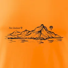 Nový Zéland nápis a hory Aoraki -  Mount Cook