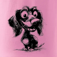 Černobílá karikatura jezevčík