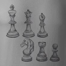 Šachové figurky kreslené