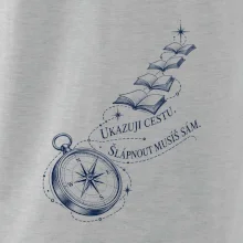 Ukazuji cestu kompas a schody z knih