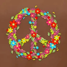 Peace symbol červené květiny