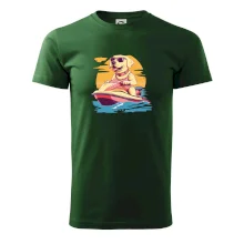 Zlatý retrívr na vodním skútru