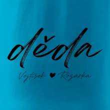 Děda Tričko se jmény dětí psací písmo