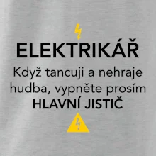 Elektrikář - hlavní jistič - Nápis na zádech
