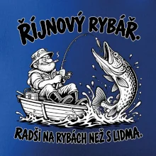 Říjnový rybář v loďce s obří štikou