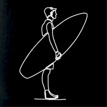 Surfař stojící jedním tahem