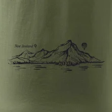 Nový Zéland nápis a hory Aoraki -  Mount Cook