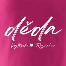 Děda Tričko se jmény dětí psací písmo