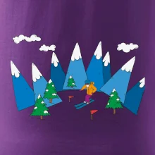 Lyžař a barevné hory