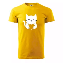 Kočka drží srdce