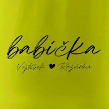 Babička Tričko se jmény dětí psací písmo