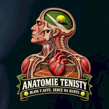 Anatomie tenisty hlava v autu srdce na kurtu