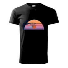 Retro západ slunce a basketbalový koš