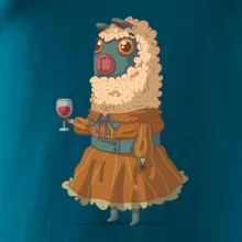 Alpaka s vínem žena