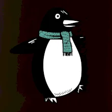 Tučňák se zelenou šálou