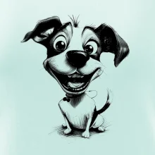 Černobílá karikatura Jack Russell teriér