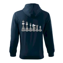 Šachové figurky v řadě - kreslené