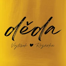 Děda Tričko se jmény dětí psací písmo