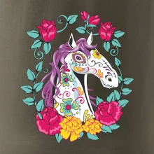 Kůň barevný s květinami